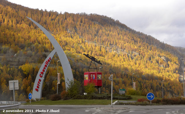 Le rond point entre Briançon et St Chaffrey.