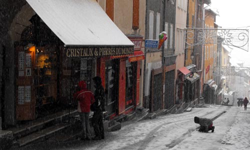 La Grande Gargouille sous la neige à Briançon.